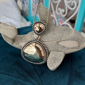 CHICO'S ADJUSTABLE REVERSIBLE GOLDTONE/SILVERTONE ABSTRACT MEDALLION NECKLACE